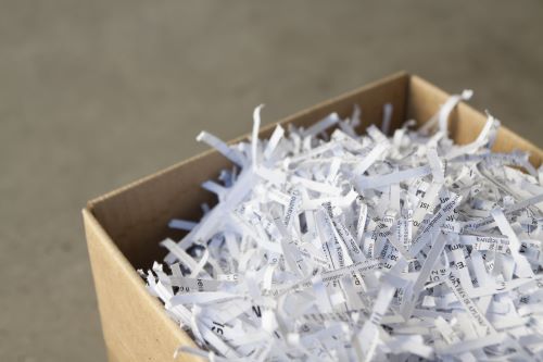 photo of shredded paper in a box